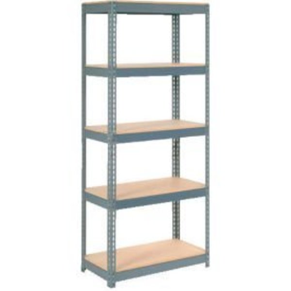 Global Equipment Extra Heavy Duty Shelving 36"W x 12"D x 84"H With 5 Shelves, Wood Deck, Gry 601884